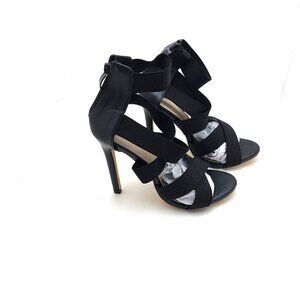WOMEN'S CRISSCROSS MID HEELS BLACK ZIPPER SHOE SIZE - US 7
